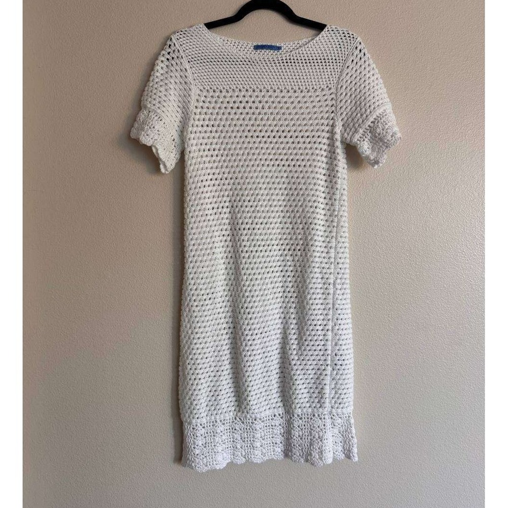 J McLaughlin Captiva White Crochet Open Knit Dress XS 100% Cotton Beach Boho